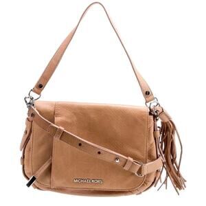 Michael Kors Bowen Convertible Shoulder/ Crossbody Bag Tan Tassel Soft Leather